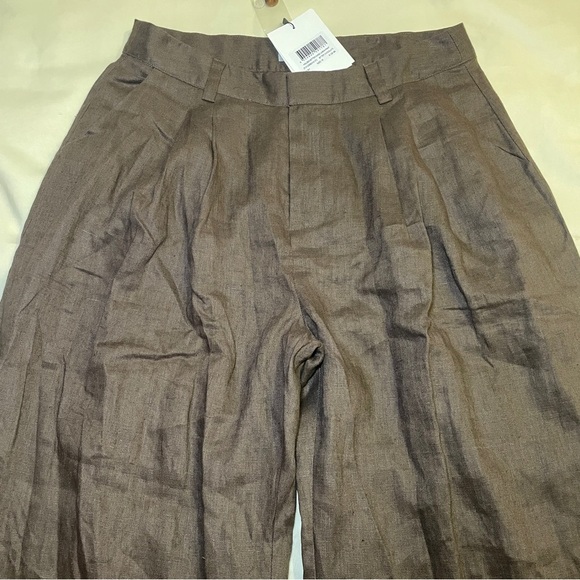 NEW! DISSH- HOLDEN BITTER CHOC LINEN PANT Size US 12 Wide Leg - Picture 3 of 12